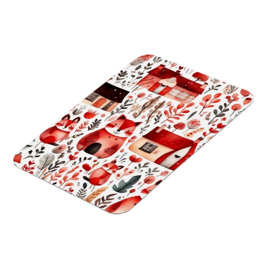 Schattige huisje kern rood veld Magnetisch Lijst Magneet (Linkerzijde)