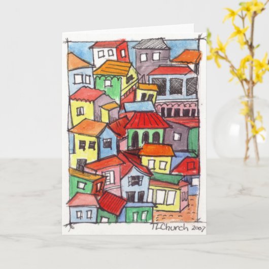 Schattige huisontwerp kaart (Gele Bloem)