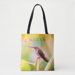 Schattige Hummingbird Custom Jouw naam Tote Bag