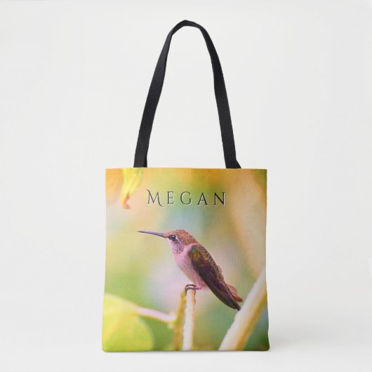 Schattige Hummingbird Custom Jouw naam Tote Bag (Voorkant)