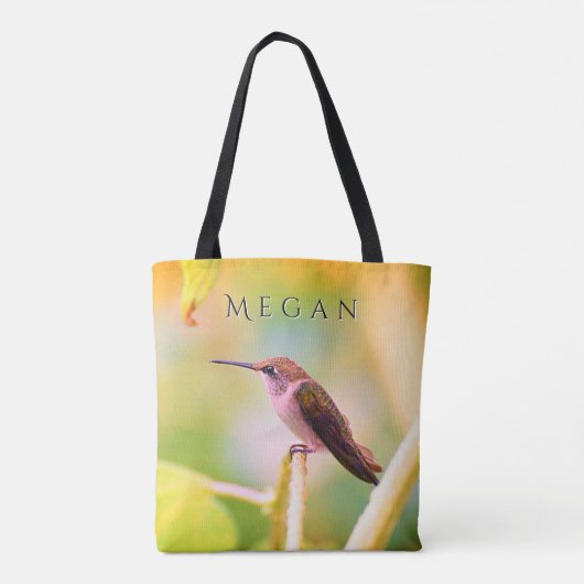 Schattige Hummingbird Custom Jouw naam Tote Bag (Achterkant)