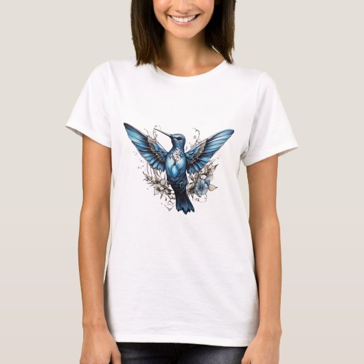 Schattige Hummingbird ontwerp T-shirt (Voorkant)