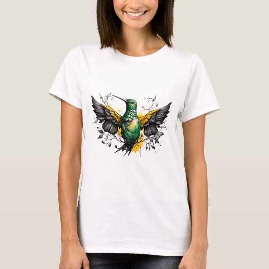Schattige Hummingbird ontwerp T-shirt (Voorkant)