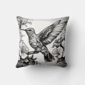 Schattige Hummingbird Zwart & Wit Designer Kussen (Achterkant)