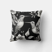 Schattige Hummingbird Zwart & Wit Designer Kussen (Achterkant)