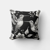 Schattige Hummingbird Zwart & Wit Designer Kussen (Voorkant)