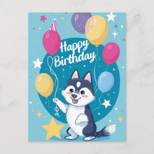 Schattige Husky Gefeliciteerd  Briefkaart