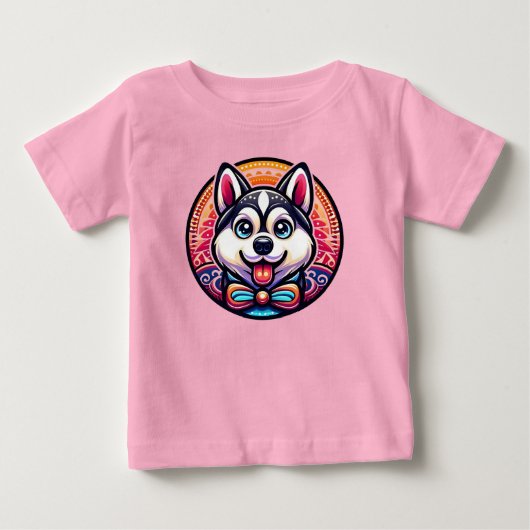 Schattige Husky Geïllustreerd in Mandala Stijl (Voorkant)