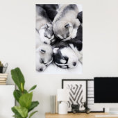 schattige husky-puppies poster (Thuiskantoor)