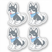 Schattige Husky Puppy Hond 4 Sticker (Voorkant)