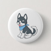 Schattige Husky Puppy Hond Ronde Button 5,7 Cm (Voorkant)