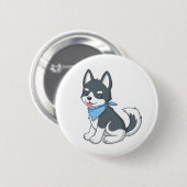 Schattige Husky Puppy Hond Ronde Button 5,7 Cm (Voorkant /achterkant)