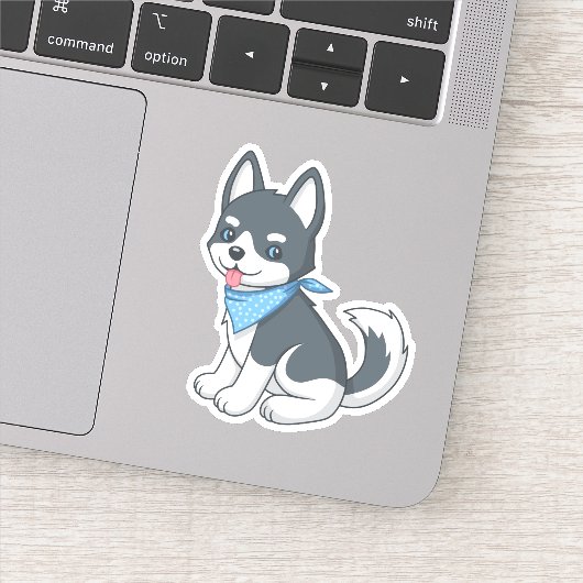Schattige Husky Puppy Hond Sticker (Detail)