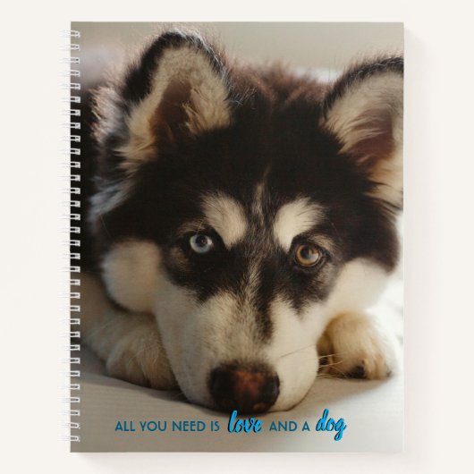 Schattige husky puppy notitieboek, full size notitieboek (Voorkant)