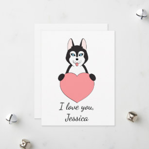 Schattige husky verliefd Valentijn Feestdagenkaart