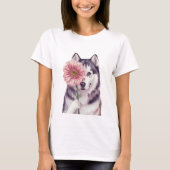 Schattige Husky Waterverf Illustratie T-shirt (Voorkant)