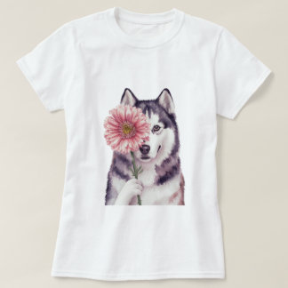 Schattige Husky Waterverf Illustratie T-shirt