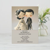 Schattige huwelijksuitnodiging voor traditionele k kaart (Staand voorkant)