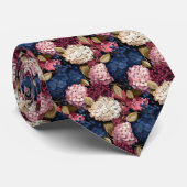 Schattige Hydrangea bloemtegelpatroon Stropdas (Opgerold)