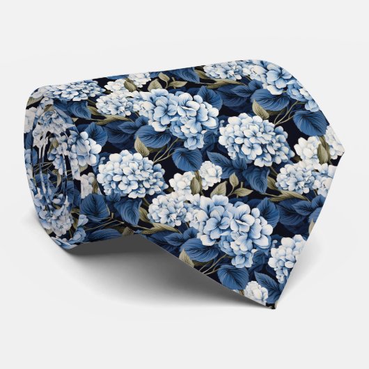 Schattige Hydrangea bloemtegelpatroon Stropdas (Opgerold)