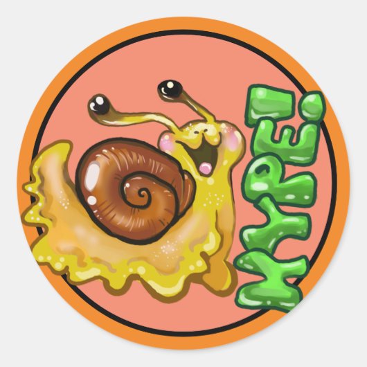 Schattige HYPE! Snail Emote Ronde Sticker (Voorkant)