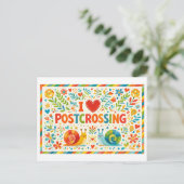 Schattige "I Hart Postcrossing" ansichtkaart Briefkaart (Staand voorkant)