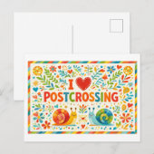 Schattige "I Hart Postcrossing" ansichtkaart Briefkaart (Voorkant / Achterkant)