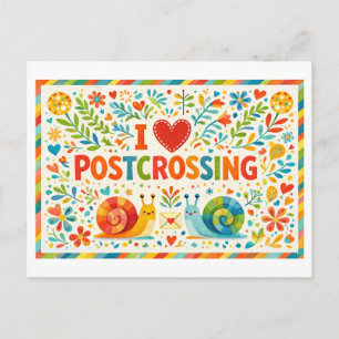 Schattige "I Hart Postcrossing" ansichtkaart Briefkaart