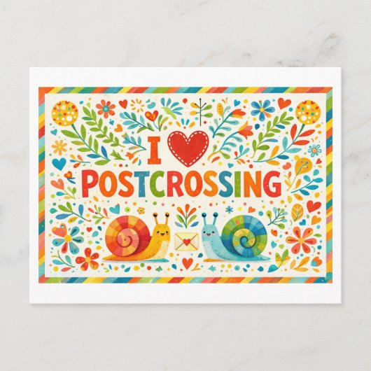 Schattige "I Hart Postcrossing" ansichtkaart Briefkaart (Voorkant)