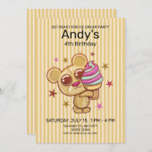 Schattige Ice Cream Beer 4e verjaardag van kindere (Voorkant / Achterkant)