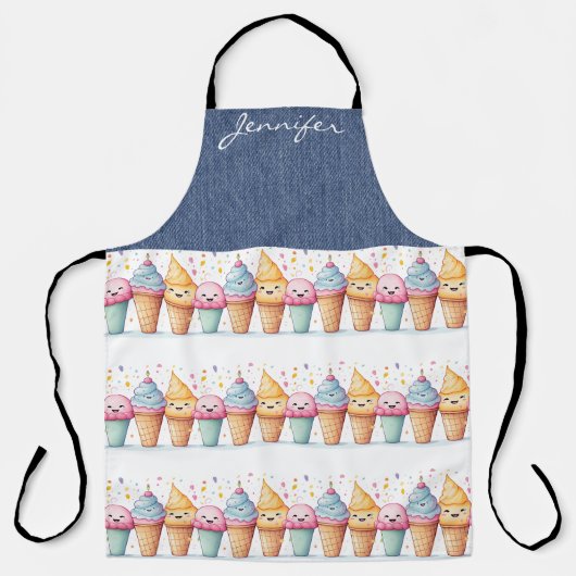 Schattige Ice Cream Cone All-Over Print Schort (Voorkant)