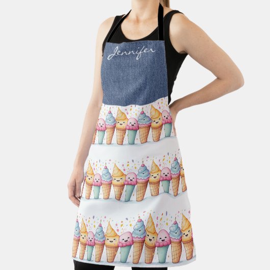 Schattige Ice Cream Cone All-Over Print Schort (Insitu)