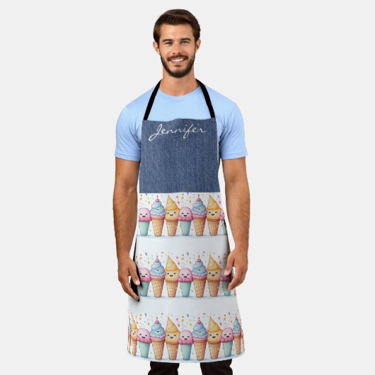 Schattige Ice Cream Cone All-Over Print Schort (Gedragen)