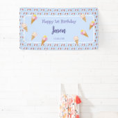 Schattige Ice Cream Cone Blauw Kinder Jongen Verja Spandoek (Insitu)