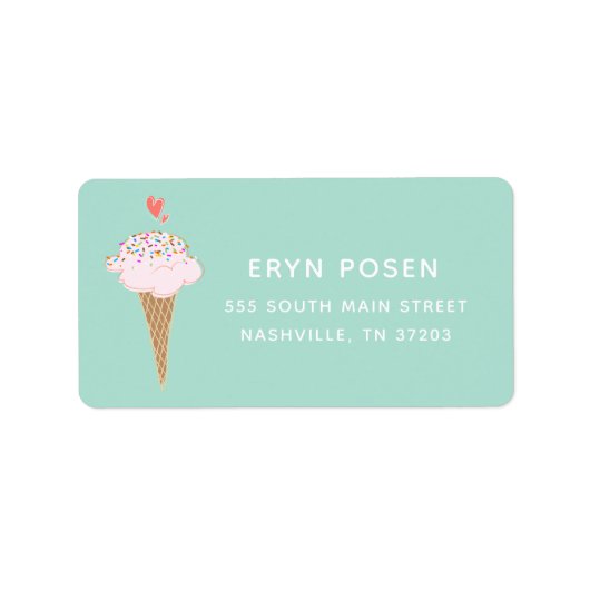 Schattige Ice Cream Cone Label (Voorkant)