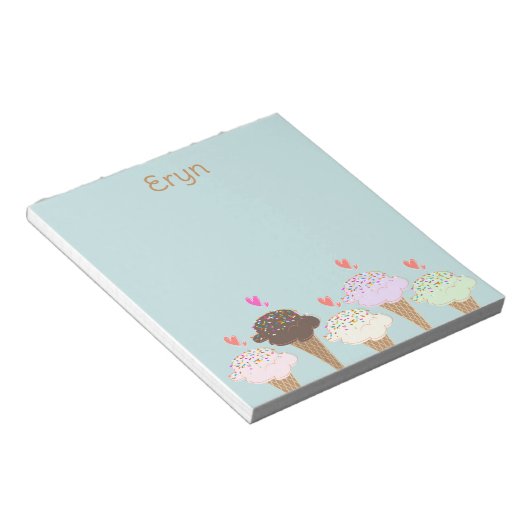 Schattige Ice Cream Cone Label Notitieblok (Schuin)