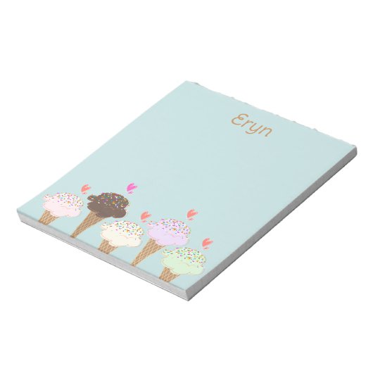 Schattige Ice Cream Cone Label Notitieblok (Linkerzijde)