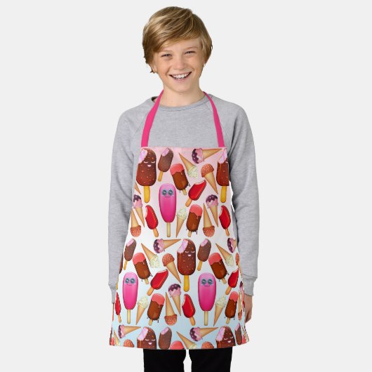 Schattige Ice Cream Cone Popsicle Monogram Treats Schort (Gedragen)