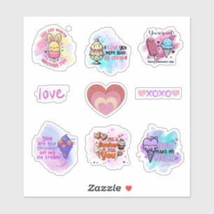 Schattige Ice Cream Fun Classroom Valentijns  blad Sticker