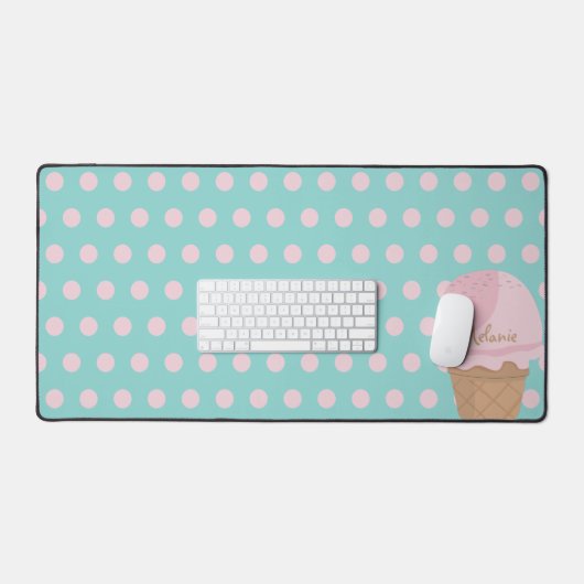Schattige Ice Cream Polka Dot Pattern Girly Desk M Bureaumat (Keyboard & Muis)