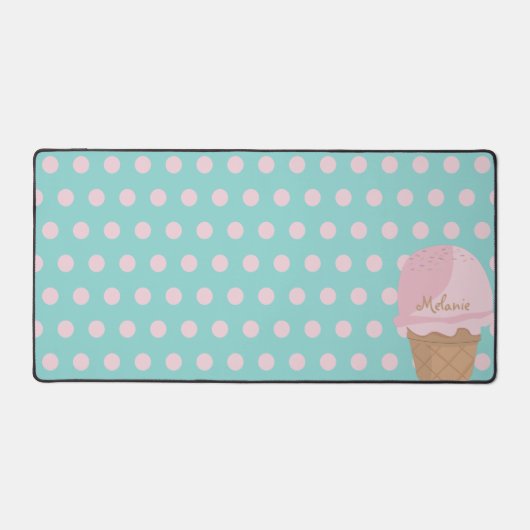 Schattige Ice Cream Polka Dot Pattern Girly Desk M Bureaumat (Voorkant)