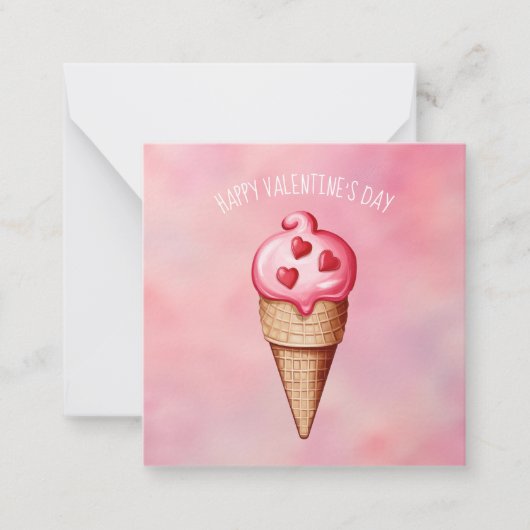 Schattige Ice Cream Sweet Trakteert Valentijnsdag  Notitiekaartje (Voorkant)