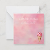 Schattige Ice Cream Sweet Trakteert Valentijnsdag  Notitiekaartje (Achterkant)
