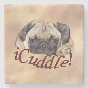 Schattige iCuddle Pug Puppy Stenen Onderzetter