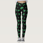 Schattige Iers Shamrock Patroon op zwart Leggings (Voorkant)