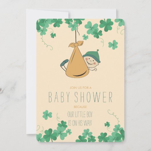 Schattige Iers thema Shamrock Baby shower Kaart (Voorkant)