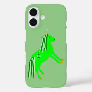 Schattige Ierse groene en gouden eenhoorn iPhone 16 Hoesje