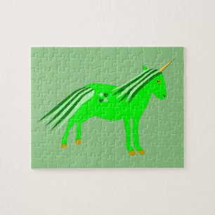 Schattige Ierse groene en gouden eenhoorn Legpuzzel
