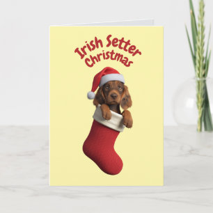 Schattige Ierse Setter Hond Kerstmis Kaart