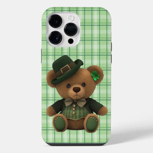 SCHATTIGE IERSE TETTYBEER MET GROEN RUITPATRONE iPhone HOESJE (Achterkant)